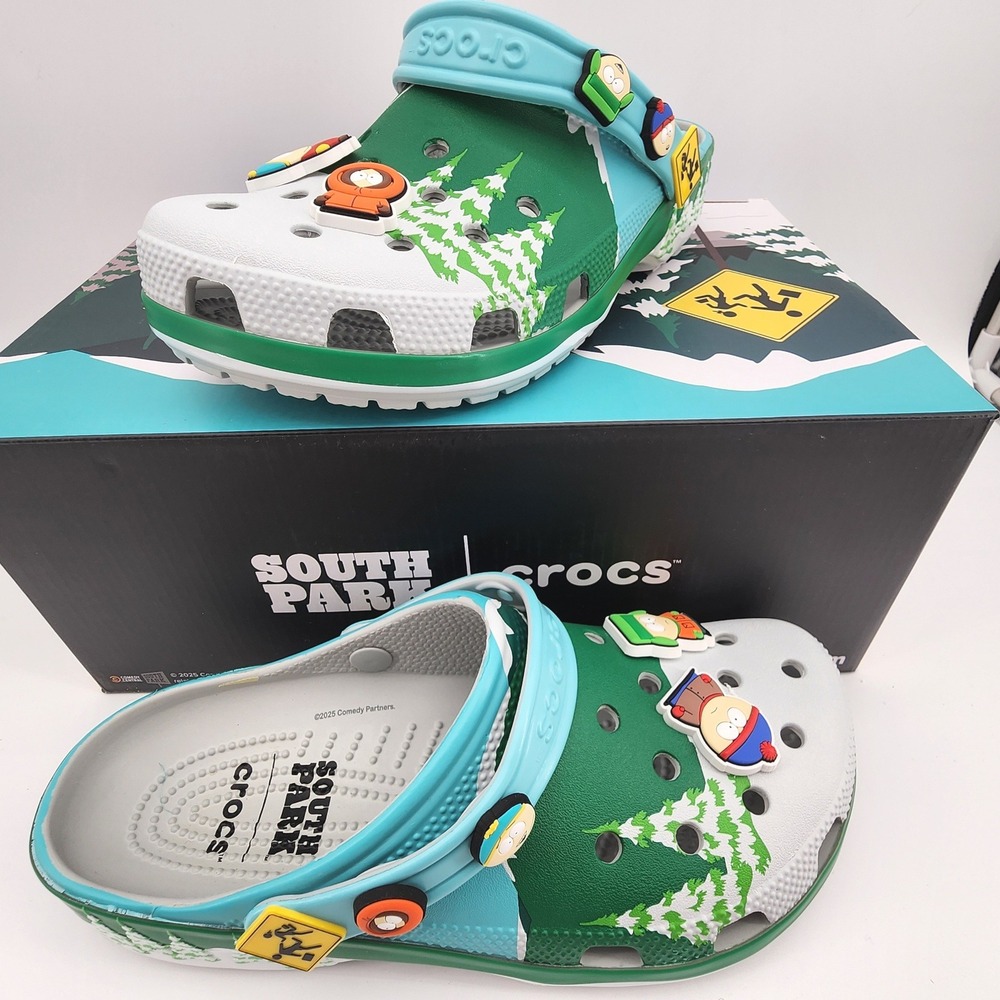 Crocs South Park Classic Clog M8/ W9 Multi Color Jibbitz Charms NWB